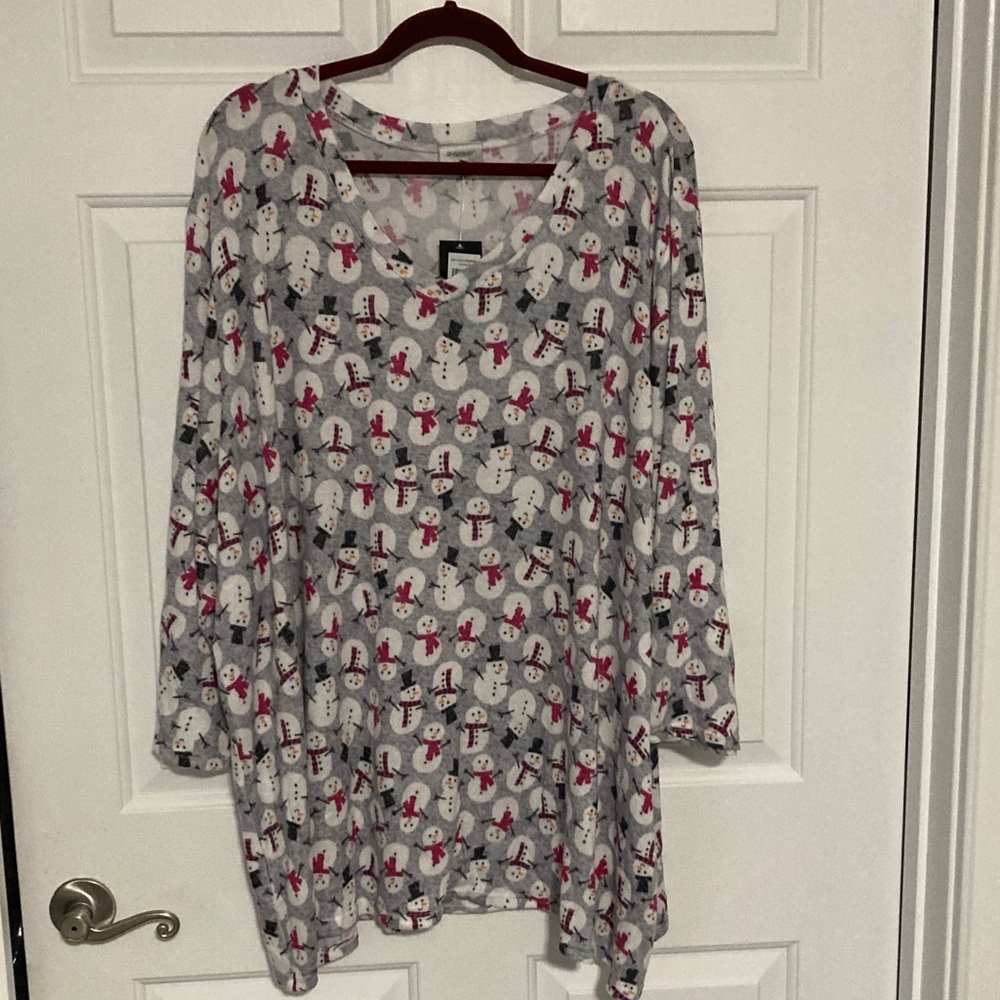 Festive Snowman Print Women's sleep top.